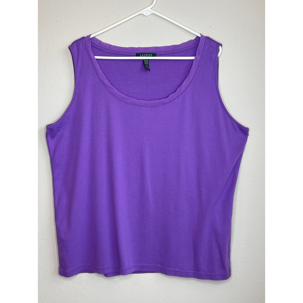 Lauren Ralph Lauren Purple Scoop Neck Tank Top Plus Size 3X
